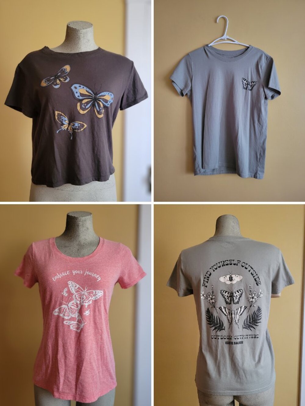 Lot 3 Nature Graphic Tees AE Eddie Bauer St Johns Bay Butterfly S M Cottagecore